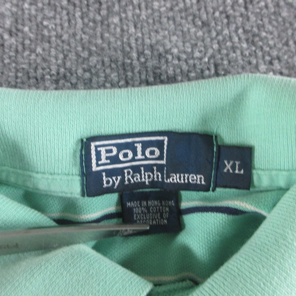 Polo Ralph Lauren Polo Shirt Mens XL Green Striped Short Sleeve Cotton Logo
